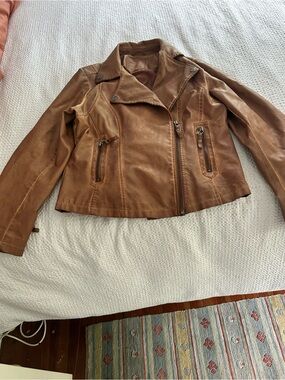 Brown pleather Moto Jacket - Women
